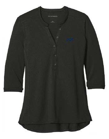 Port Authority UV Choice Pique Henley - Black - Ladies